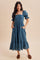Deep Teal Gingham Square Neck Midi Dress