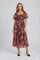 Burgundy Floral Polka Dot Tulle Midi Dress