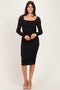 Black Long Sleeve Fitted Lace Dress
