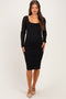 Black Long Sleeve Fitted Lace Maternity Dress