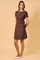 Brown Ribbed Short Sleeve Side Tie Mini Dress