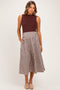 Brown Sleeveless Mock Neck Contrast Striped Skirt Maternity Midi Dress