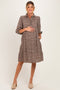 Dark Brown Floral Button Down Maternity Shirt Dress