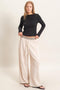 Oatmeal Contrast Waist Drawstring Pants