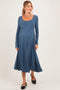 Teal Long Sleeve Scoop Neck Maternity Maxi Dress