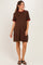 Brown Contrast Ruffle Maternity T-Shirt Dress