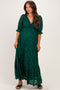 Hunter Green Floral Lace V-Neck Maternity Maxi Dress