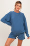 Dusty Blue Maternity Pullover & Shorts Set