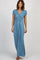 PinkBlush Petite Blue Draped Nursing Maxi Dress