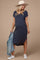 Navy Faded Curved Hem Maternity Midi Dress