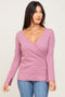 Mauve Ribbed Long Sleeve Wrap Nursing Top