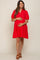Red Collared Tiered Maternity Dress
