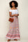 Red Printed Smocked Waist Maxi Skirt