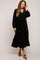 Black Velvet Smocked Maternity Midi Dress