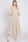 Cream Floral Smocked Long Sleeve Maxi Dress