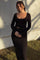Black Ribbed Scoop Neck Midi Dress