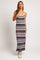 Multi Color Striped Square Neck Sleeveless Maxi Dress