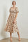 Cream Floral Smocked Short Puff SleeveMidi Dress
