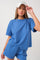 Blue Ribbed Short Sleeve Short Set