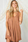 Camel Sleeveless Waffle Knit Romper