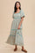 Green Floral Print Puff Sleeve Maxi Dress