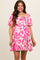 Fuchsia Floral Puff Sleeve Maternity Dress