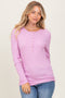 Pink Ribbed Knit Button Long Sleeve Top
