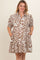 Camel Printed Collared Tiered Maternity Plus Dress