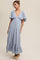 Light Blue Deep V-Neck Flutter Sleeve Tiered Midi Dress
