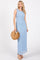 Light Blue Mesh Overlay Midi Dress