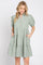 Light Olive Collared Tiered Dress