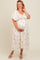Beige Floral Textured Dot Smocked Sweetheart Neck Maternity Plus Midi Dress