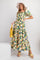 Green Floral Puff Sleeve Maxi Dress