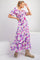 Magenta Floral Puff Sleeve Maxi Dress