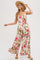 Cream Open Back Floral Print Sleeveless Jumpsuit
