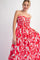 Fuchsia Abstract Floral Smocked Midi Dress