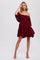 Burgundy Ruffle HemRuched Mini Dress