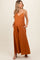 Rust V-Neck Sleeveless Wide Leg Maternity Jumpsuit