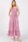Pink Floral Ruffle Square Neck Smocked Waist Maxi Dress