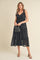 Black Textured Tie Strap Tiered Midi Dress
