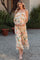 Peach Floral Ruffle Overlay Wide Leg Maternity Jumpsuit