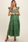 Green Embroidered Smocked Maternity Midi Dress