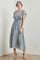 Light Blue Cuffed Sleeve Front Tie Maxi Dress