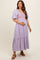 Lavender Gauze Smocked Embroidered Square Neck Maternity Midi Dress