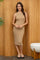 Taupe Sleeveless Sweater Knit Midi Dress