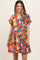 Blue Floral Ruffle Tiered V-Neck Maternity Dress