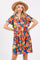 Blue Floral Ruffle Tiered V-Neck Dress