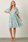 Mint Green Floral Embroidered Short Puff Sleeve Dress