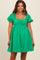 Green Textured Puff Sleeve Sweetheart Neckline Maternity Dress