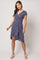 Navy Blue Floral Front Wrap Short Sleeve Dress